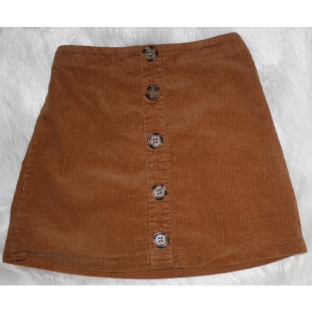 Girl's No Momment New York Cordurory Skirt Sz S(7/8) Rust Button Down Mini